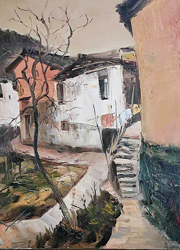 智超作品2《郑公山上的小屋》60X80cm 油画 在婺源郑公山写生记